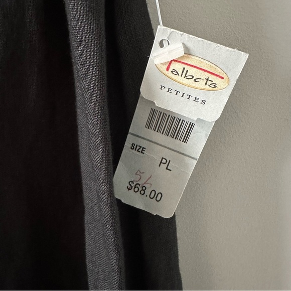 Talbots NWT Vintage Deadstock Irish Linen Long Skirt PL Black Elastic Waist - Picture 4 of 12